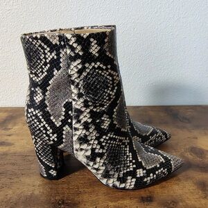 Marc Fisher Black and Gray Snakeskin Ankle Boots